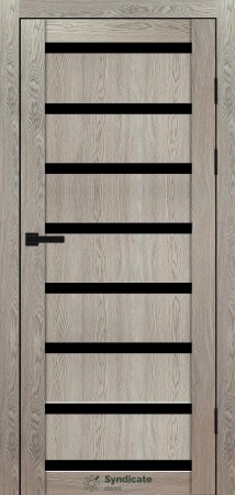 Двері Syndicat Doors PVC 103 Дуб натуральний чорне скло